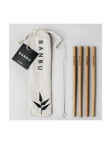 Banbu Set Pajitas De Bambu+Limpiador...